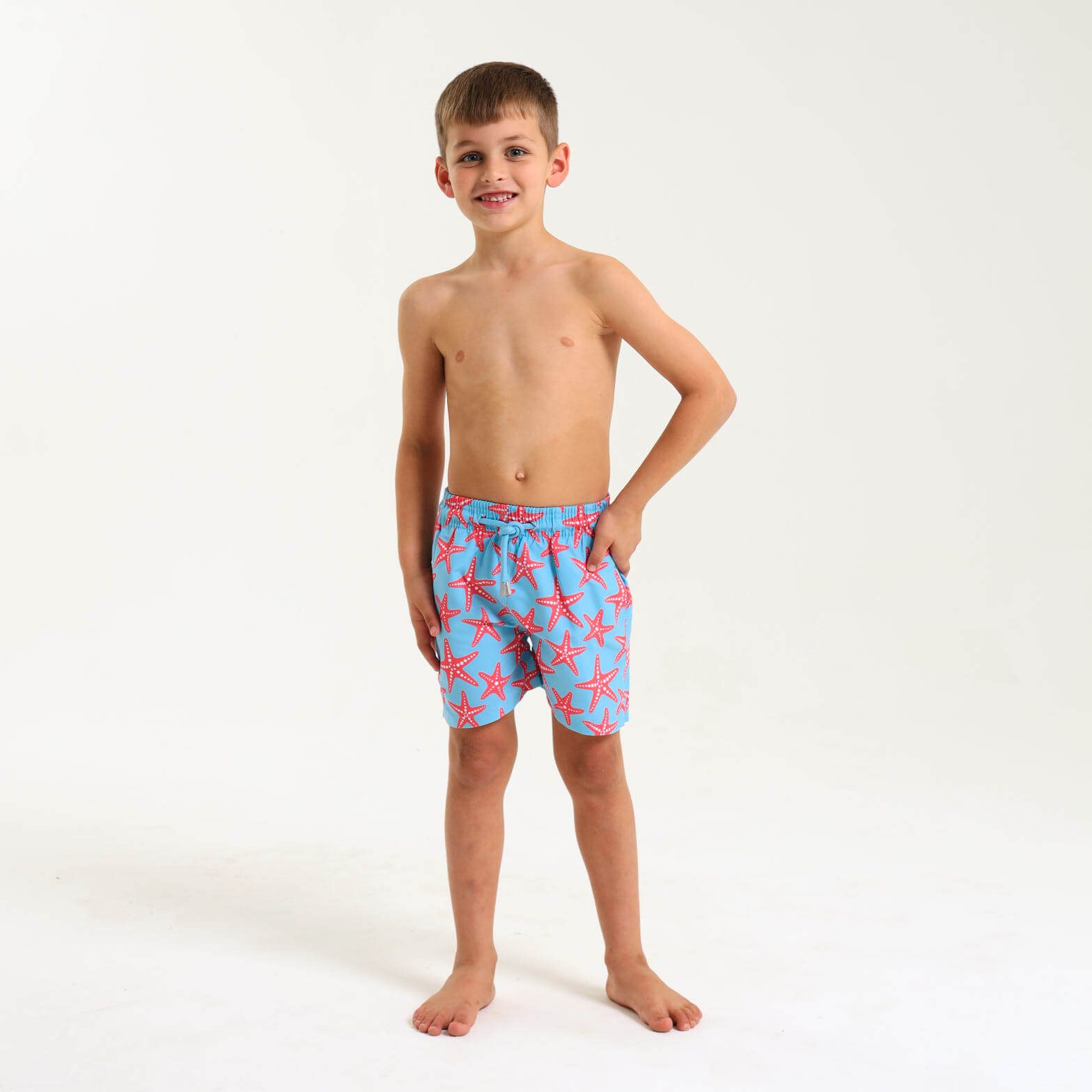 Boys Swim Shorts - Starfish | Baby Blue