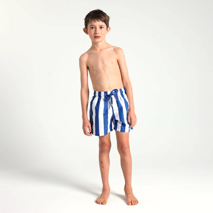Boys Swim Shorts - Stripes | Blue & White