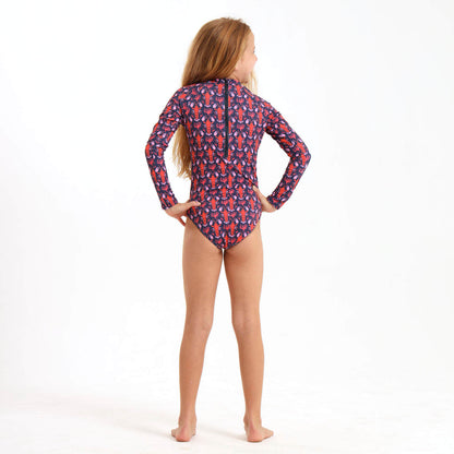 Girls Long Sleeve - Lobster & Coral | Navy