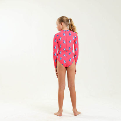 Girls Long Sleeve - Penguin | Coral