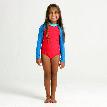 Girls Long Sleeve - Tricolour | Blue