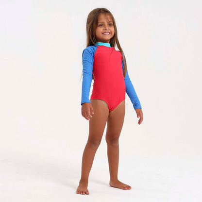 Girls Long Sleeve - Tricolour | Blue