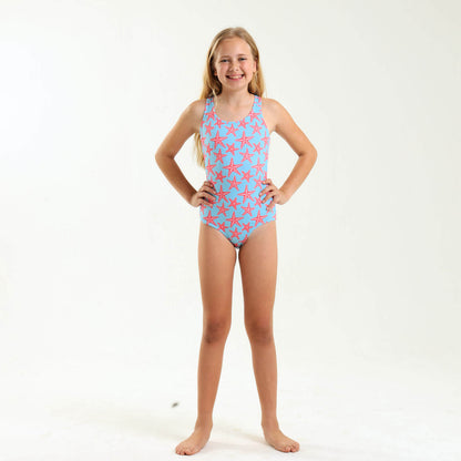 Girls One Piece - Starfish | Baby Blue