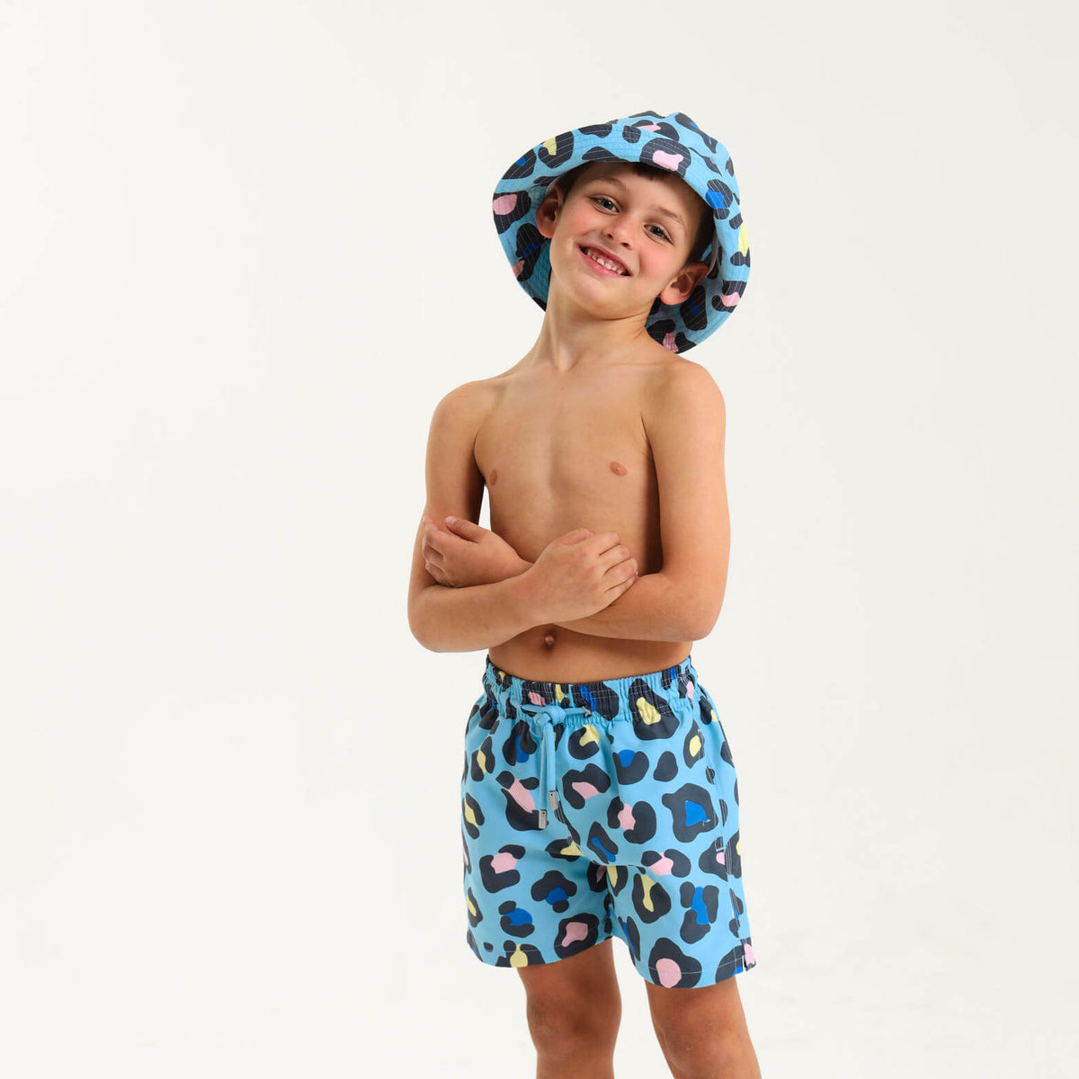 Bucket Hat - Leopard | Baby Blue