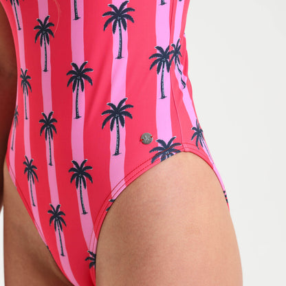 Ladies One Piece - Palms | Pink & Coral