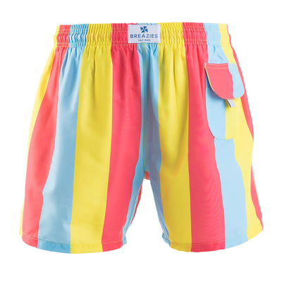 Swim Shorts - Stripes | Coral, Yellow & Baby Blue