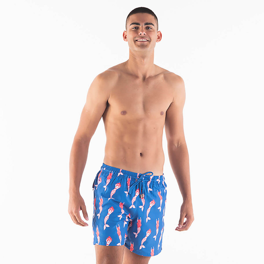 Breazies Mens Swim Shorts Mermaids Royal Blue