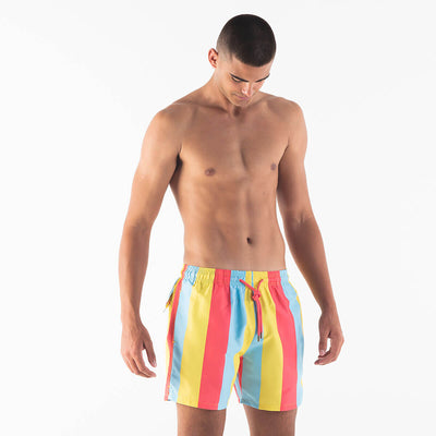 Swim Shorts - Stripes | Coral, Yellow & Baby Blue