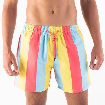 Swim Shorts - Stripes | Coral, Yellow & Baby Blue