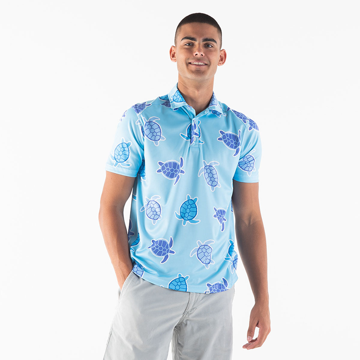 Golf Shirt - Turtles | Baby Blue